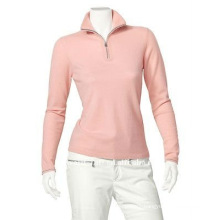 women's cashmere pullover with zipper collar